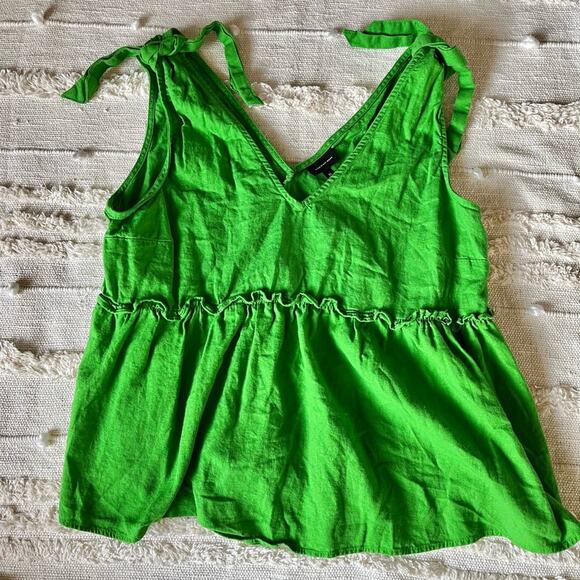 Who What Wear Green peplum linen blend Tank Top Size x-large - Picture 4 of 7
